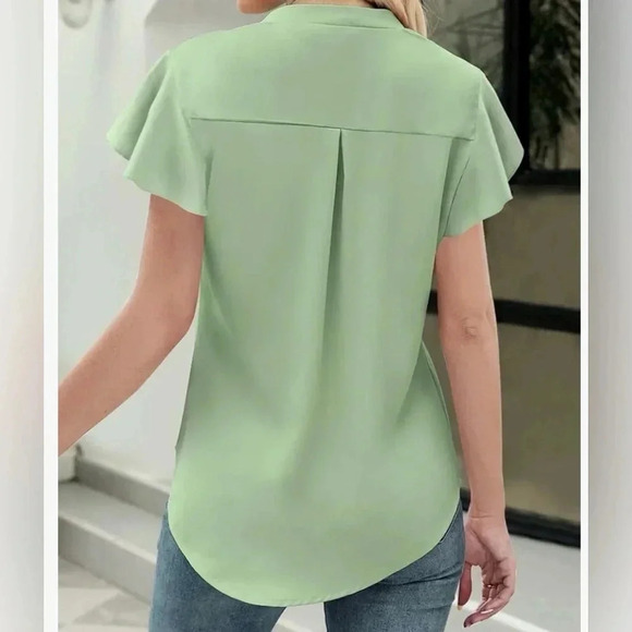 V-Neck Chiffon Blouse - Size Small - Picture 4 of 7